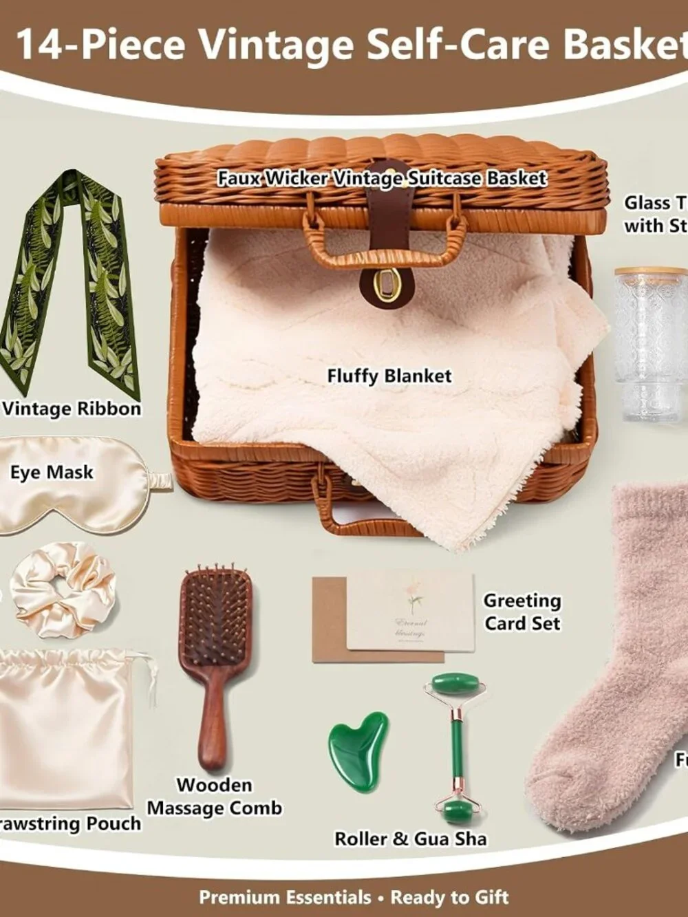 Self Care Spa Gift Set with Woven Basket(1 Pack)